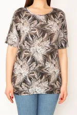 KADIN VİZON BİSİKLET YAKALI DESENLİ BLUZ