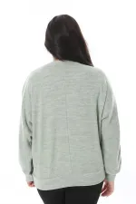 Kadın Büyük Beden Yeşil Yumoş Kumaş Yarasa Kollu Bluz 65N38636