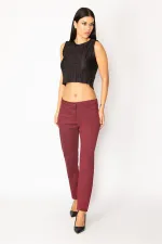 KADIN BORDO GABARDİN 5 CEP PANTOLON