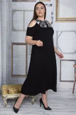 Kadın Gri Omuz Dekolteli Roba Garnili Elbise 65N25800