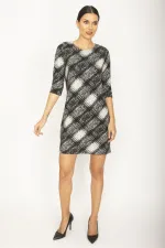 WOMEN'S BLACK CREW-NECK SLEEVE DRESS