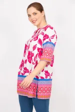 Kadın Fujya Büyük Beden Dokuma Viskon Kumaş Su Desenli Tunik