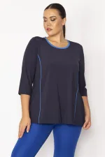 Kadın Lacivert Biye Ve Kup Detaylı Tunik 65N29275