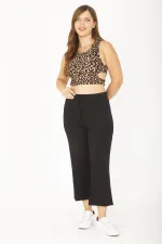 Kadın Büyük Beden Siyah Beli Bağcıklı Eşofman Alt 65N36805