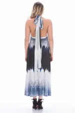 KADIN MAVİ BATİK DESEN ELBİSE