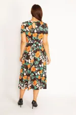 Kadın Renkli Beli Lastik Detaylı Elbise 65N35042