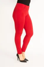 Kadın Kahve Ön Süs Ve Arka Cepli Tayt  65N34534