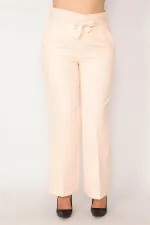 Kadın Hardal Beli Kuşak Bağlamalı Yan Gizli Fermuarlı Pantolon 65N33793