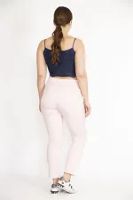 Kadın Pembe Büyük Beden 5 Cepli Likralı Gabardin Kumaş Pantolon