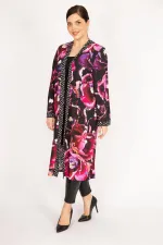 Manteau long non doublé à pois colorés pour femme grande taille