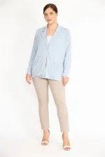 Kadın Büyük Beden Tek Düğmeli Astarsız Cepli Hırka 65N38078