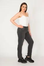 KADIN ANTRASİT 5 CEP LİKRALI JEAN PANTOLON