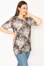 KADIN VİZON BİSİKLET YAKALI DESENLİ BLUZ