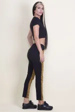 PANTALON À POCHES ÉLASTIQUES À TAILLE À MOTIFS SUR LE DEVANT