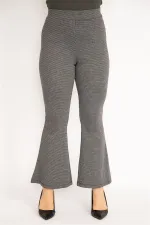 Kadın Siyah Piyedepul Desenli Pantolon 65N35111