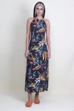 Robe à motifs floraux avec bretelles en chaîne