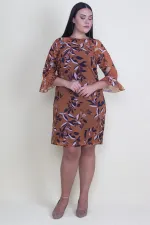 Kadın Taba Yaka Ve Kol Detaylı Astarlı Şifon Elbise 65N18213