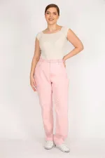 Kadın Pembe Büyük Beden 5 Cepli Likrasız Kot Pantolon