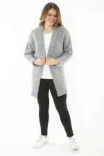 Kadın Büyük Beden Renkli Triko Kalın Hırka 65N37133