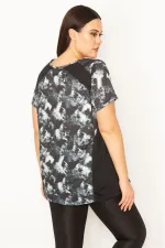 KADIN SİYAH OMUZ VE YAN KUPLARI GARNİLİ SPOR BLUZ