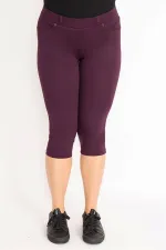 Kadın Mürdüm Ön Süs Ve Arka Cepli Tayt  65N35202