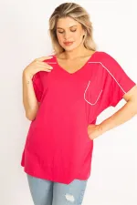 Kadın Fujya Omuz Ve Cebi Sim Detaylı Bluz 65N34526