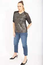 Kadın Siyah Kolları Şifon Detaylı Bluz 65N35468
