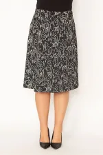 Kadın Siyah Anvelop Görünümlü Beli Lastik Ve Tokadan Bağcık Detaylı Etek 65N34501