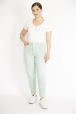 Kadın Su Yeşili Büyük Beden 5 Cepli Kot Pantolon