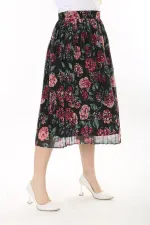 Kadın Büyük Beden Renkli Beli Lastikli Astarlı Pilise Tül Etek 65N37655