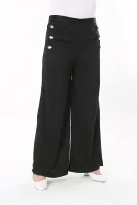 Kadın Büyük Beden Beyaz Süs Metal Düğmeli Cepsiz Pantolon 65N37817