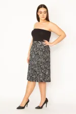 Kadın Siyah Anvelop Görünümlü Beli Lastik Ve Tokadan Bağcık Detaylı Etek 65N34501