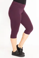 Kadın Mürdüm Ön Süs Ve Arka Cepli Tayt  65N35202