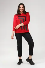 KADIN BORDO ÖNÜ DERİ DETAYLI BİSİKLET YAKA BLUZ