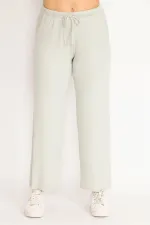 Kadın Bebe Mavisi Kendinden Çizgili Bel Bağcıklı Pantolon 65N35103