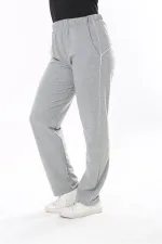 Kadın Büyük Beden Füme Biye Detaylı Yan Cepli Beli Lastikli Eşofman Alt 65N37840