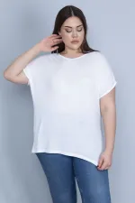 Kadın Kemik İnce Viskon Kumaş V Yakalı Düşük Kol Bluz 65N23663