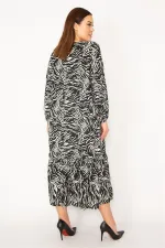 KADIN ORANJ DOKUMA VİSKON KUMAŞ UZUN KOLLU KATLI ELBİSE