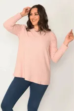 Kadın Pembe Kendin Çizgili Bisiklet Yaka Tunik 65N30416