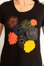 Kadın Siyah Nakışlı Viskon Elbise 65N34745