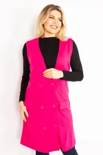 Kadın Fujya Ön Düğmeli Uzun Yelek 65N35012