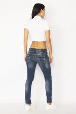 KADIN LACİVERT PİPER SLİM KOT PANTOLON