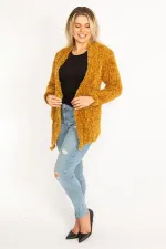 Kadın Safran Cepli Kalın Triko Hırka 65N34602