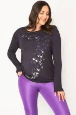 Kadın Lacivert Baskı Detaylı Viskon Bluz 65N30457