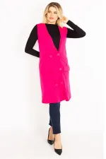 Kadın Fujya Ön Düğmeli Uzun Yelek 65N35012