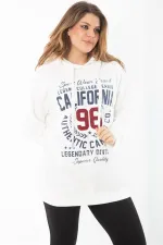 Kadın Büyük Beden Kemik İçi Şardonlu Üç İplik Kapşonlu Sweatshirt 65N37294