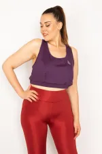 Kadın Mürdüm Sırt Detaylı Crop Bistüer 65N33327