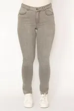 Kadın Gri Likralı Skınny Kot Pantolon 65N34357