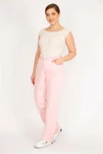 Kadın Pembe Büyük Beden 5 Cepli Likrasız Kot Pantolon