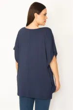 Kadın Büyük Beden Haki Renk Kombinli Uzun Kollu Tunik